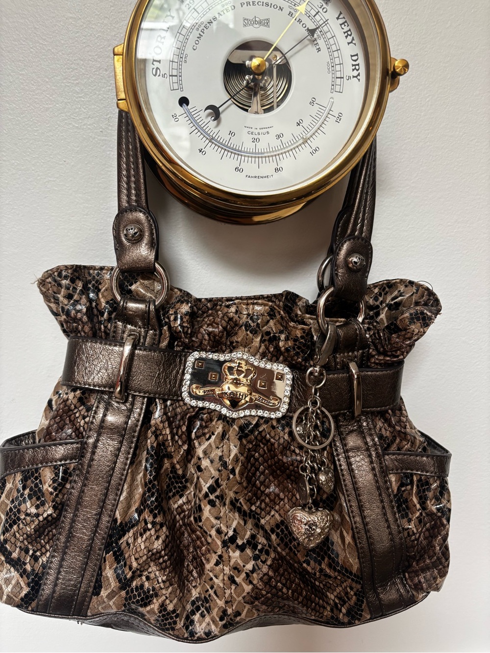 Kathy Van Zeeland Hobo Bag Bohemian Faux Leather Silver Crown Purse - Picture 3 of 14